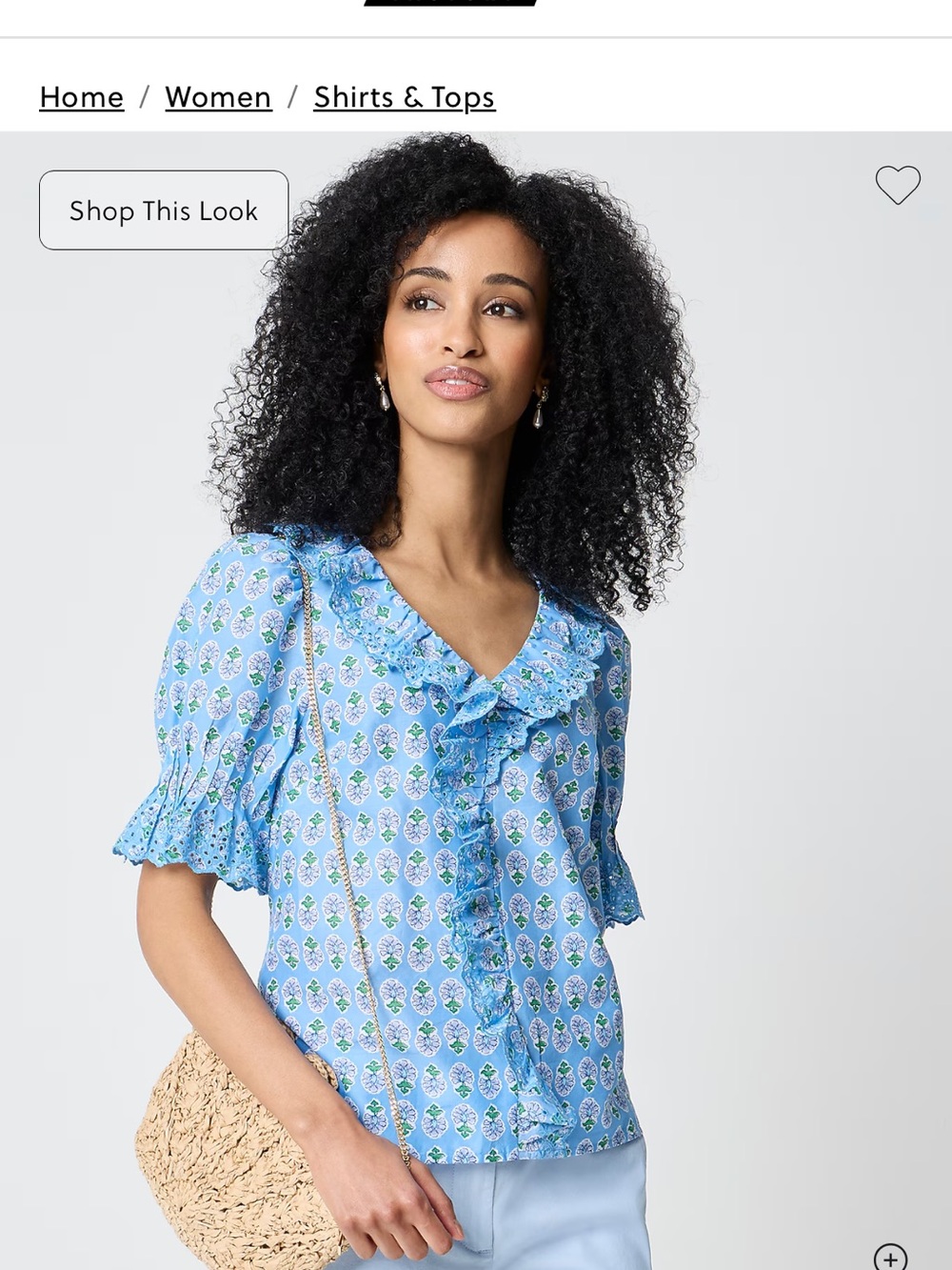 J. Crew Light Blue Floral Ruffle-Front Blouse - Picture 3 of 6